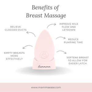 Breast massage benefits including relieve blocked duct while breastfeeding and improve flow
